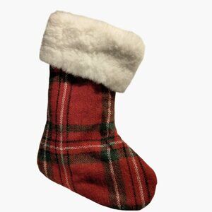 Vintage Tartan Plaid Stocking Fleece Cuff 7 inch Cabin Lodge Cottagecore